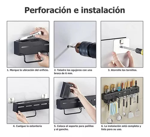 Organizador de Utensilios de Cocina de Pared 60cm