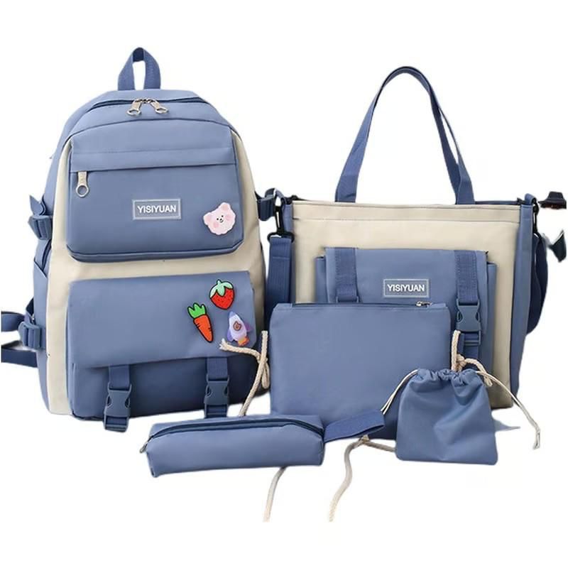 5-in-1 School Backpack Kit with Bag, Pencil Case, and Accessories – Style and Functionality for Kids, Teens, and Adults