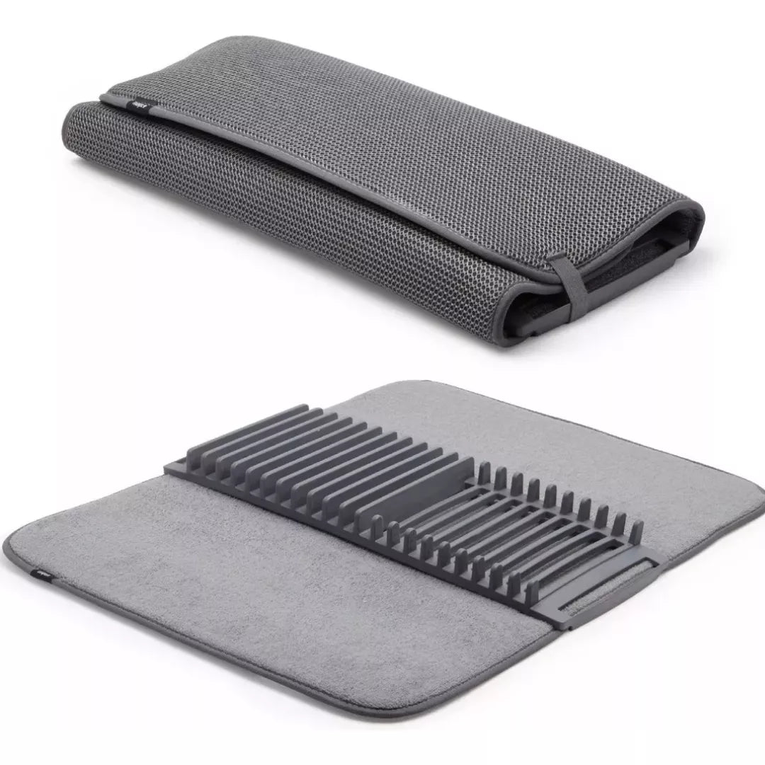 Escurridor Secaplatos con Tapete Absorbente 2 en 1 | Organizador de Cocina Plegable y Desmontable