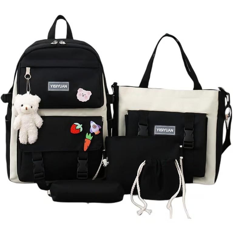 5-in-1 School Backpack Kit with Bag, Pencil Case, and Accessories – Style and Functionality for Kids, Teens, and Adults
